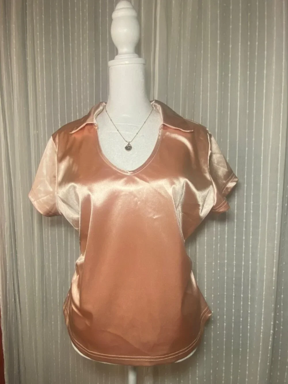 NWOT SHEIN Rose Gold Satin Blouse XL